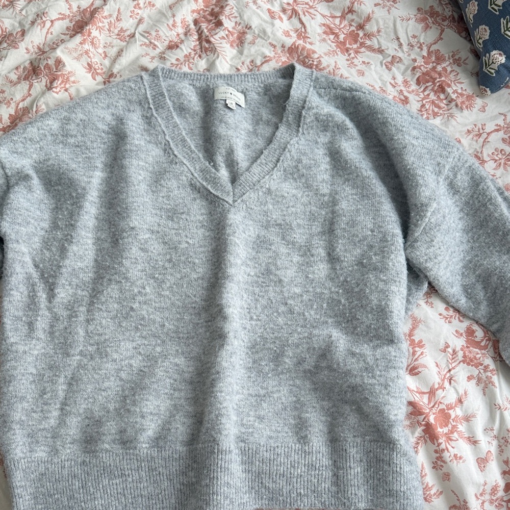 Lucky Brand Light Gray V-Neck Sweater